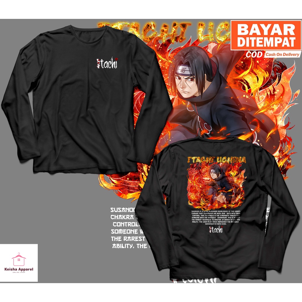 KAOS BAJU LENGAN PANJANG ITACHI UCHIHA SUSANOO KAOS ANIME COWOK CEWEK