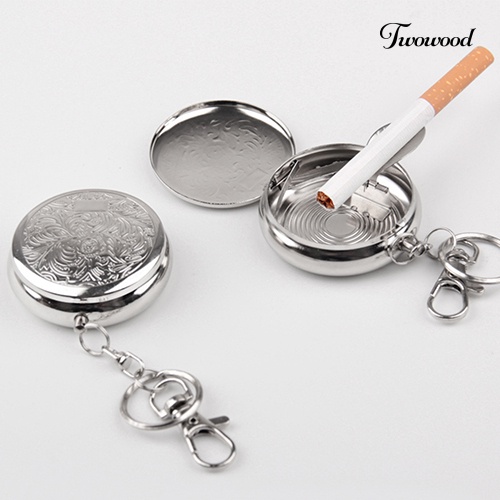 Gantungan Kunci Bentuk Bulat Mini Portable Bahan Stainless Steel