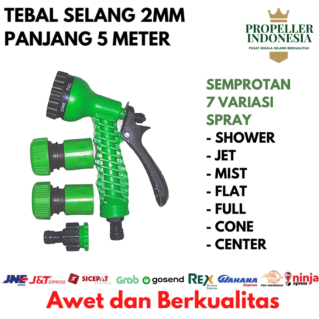 Paket Selang Air Dop 1/2 2mm 5 Meter Semprotan Air Slang Air Set