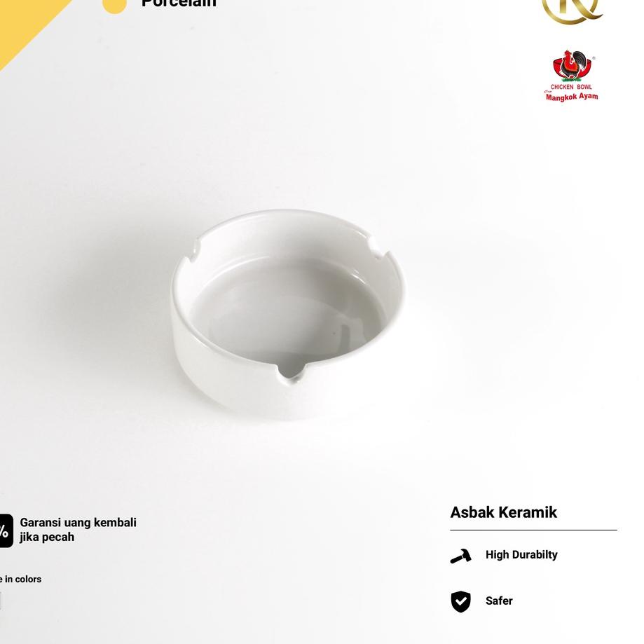 Promo Menarik--Asbak Keramik 9cm Putih Polos