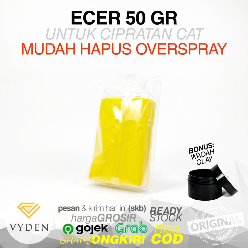 VYDEN YELLOW AGGRESSIVE CLAY BAR 50gr ECER Heavy Duty Hapus Overspray Aspal Cat Kasar MURAH
