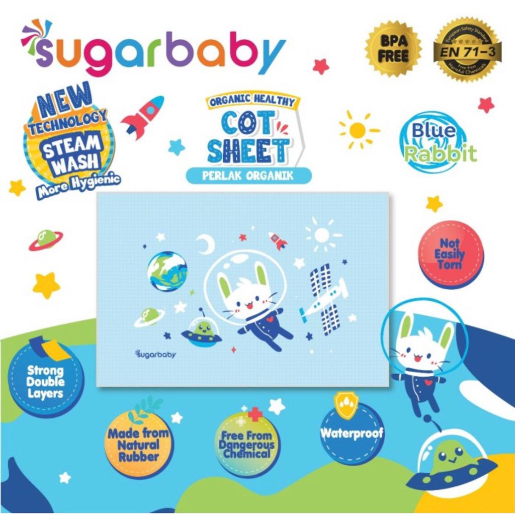 Sugar Baby Organic Healthy Premium Air Filled Rubber Cot Sheet SugarBaby