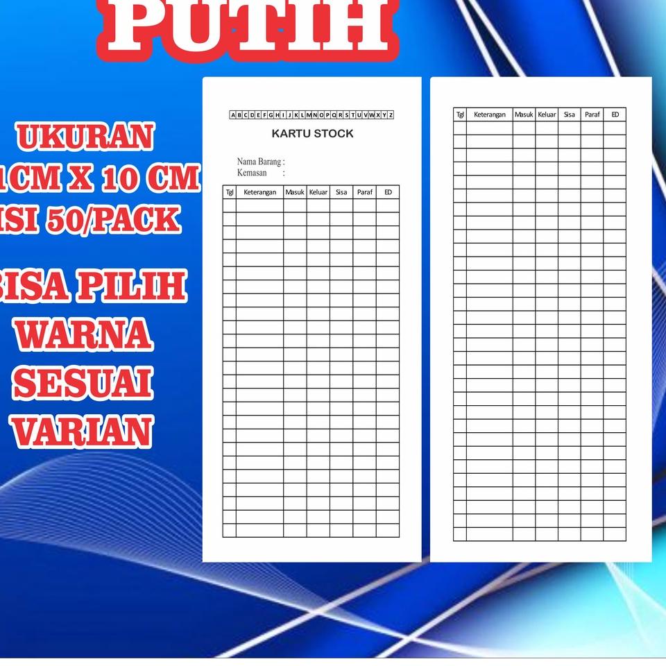 

xnu kartu stok obat isi 50 lembar bolak balik kartu stok barang non custom eugw222