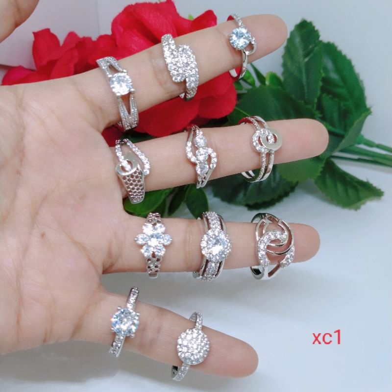 cincin Silver Titaniun Tembaga Xuping perhiasan aksesoris lapis emas random acak