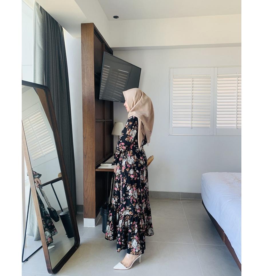 Dewihijab - Gamis Motif BungaKekinian Jumbo XL Salma Dress {UZ.18Oc22ᴵ}