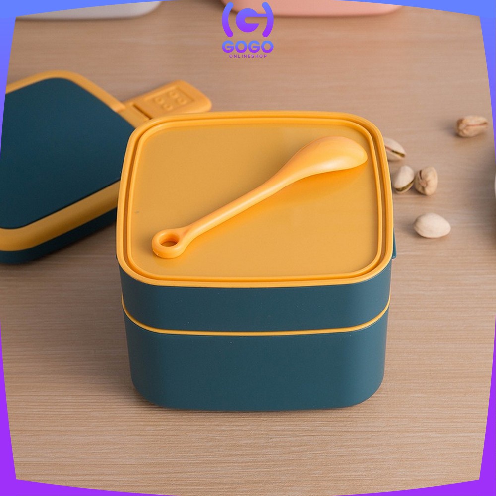 GOGO-C478 Kotak Makan 2 Tingkat Lunch Box Susun Material Plastik Food Grade Tempat Bekal Makan Double Layer Rantang 2 Tingkat