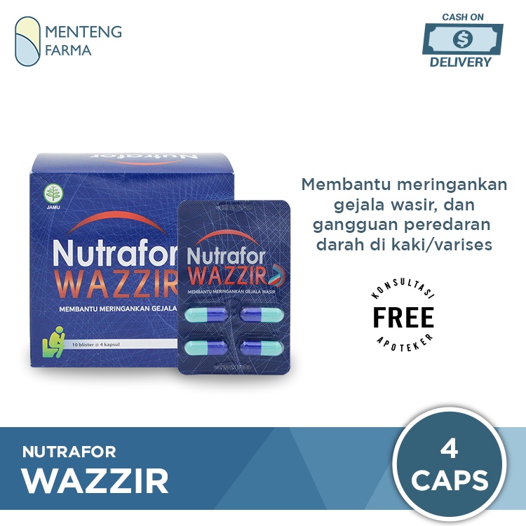 Nutrafor Wazzir 4 Kapsul - Meredakan Gejala Wasir Ambeien dan Varises