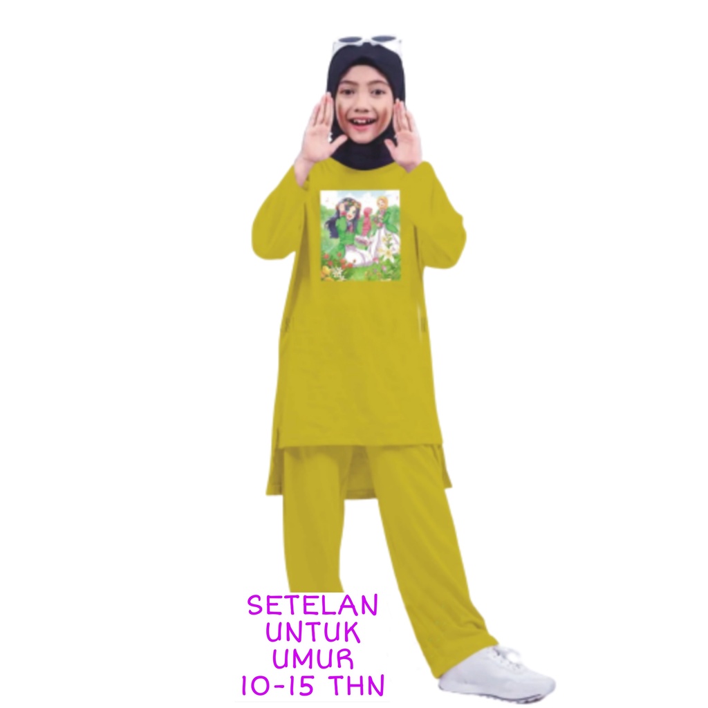 Setelan Anak Perempuan Remaja Bahan Kaos Babyterry Kaos Lengan panjang dan Celana panjang Oversixze XXL 10 11 12 13 14 15 Tahun . One Set Anak Perempuan Terbaru 2023 Viral Stelan Remaja Kekinian Setelan Baju Anak Tanggung K6