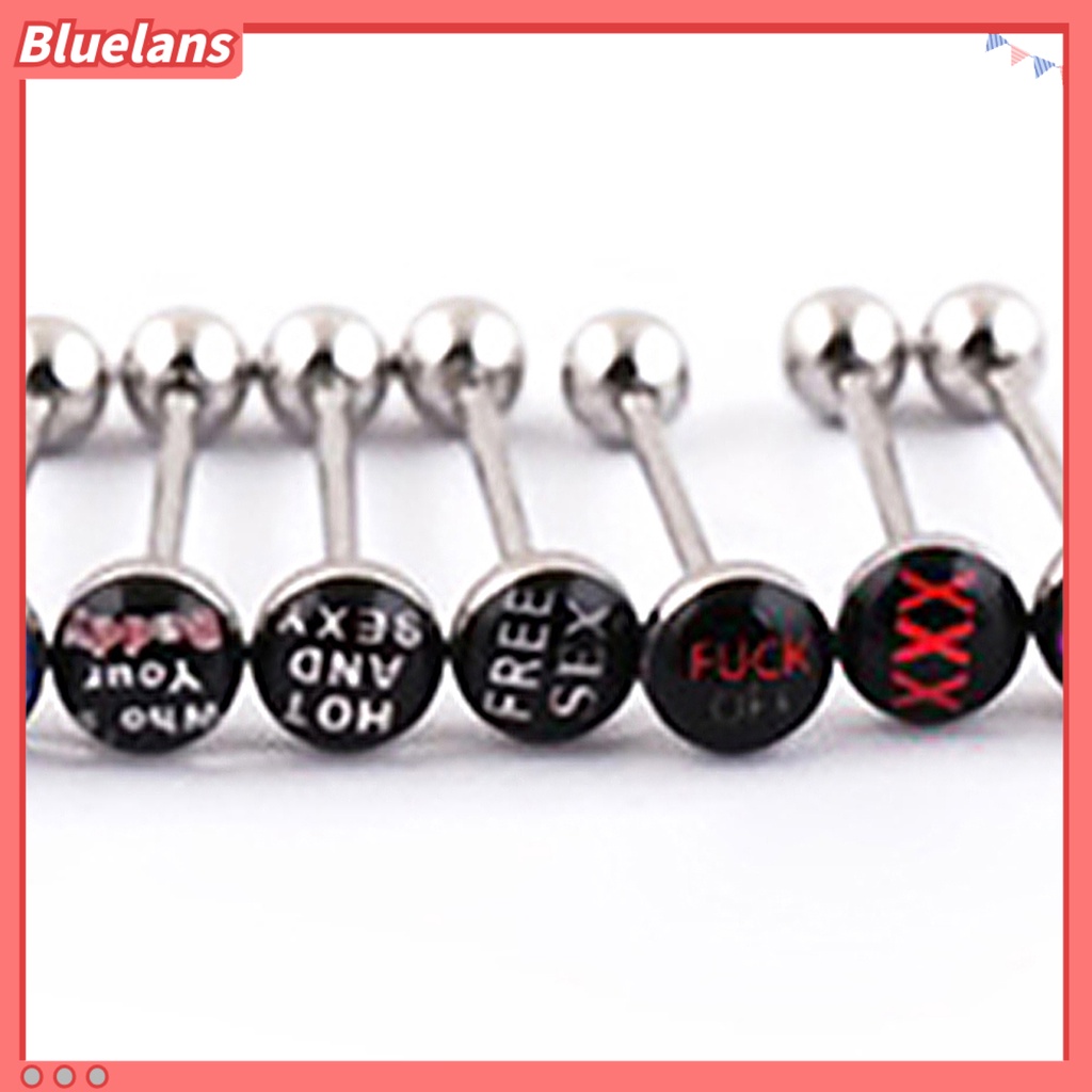 Bluelans 10Pcs Fashion Tongue Ring Flexible Multicolor 316L Stainless Steel Slave Tongue Ring