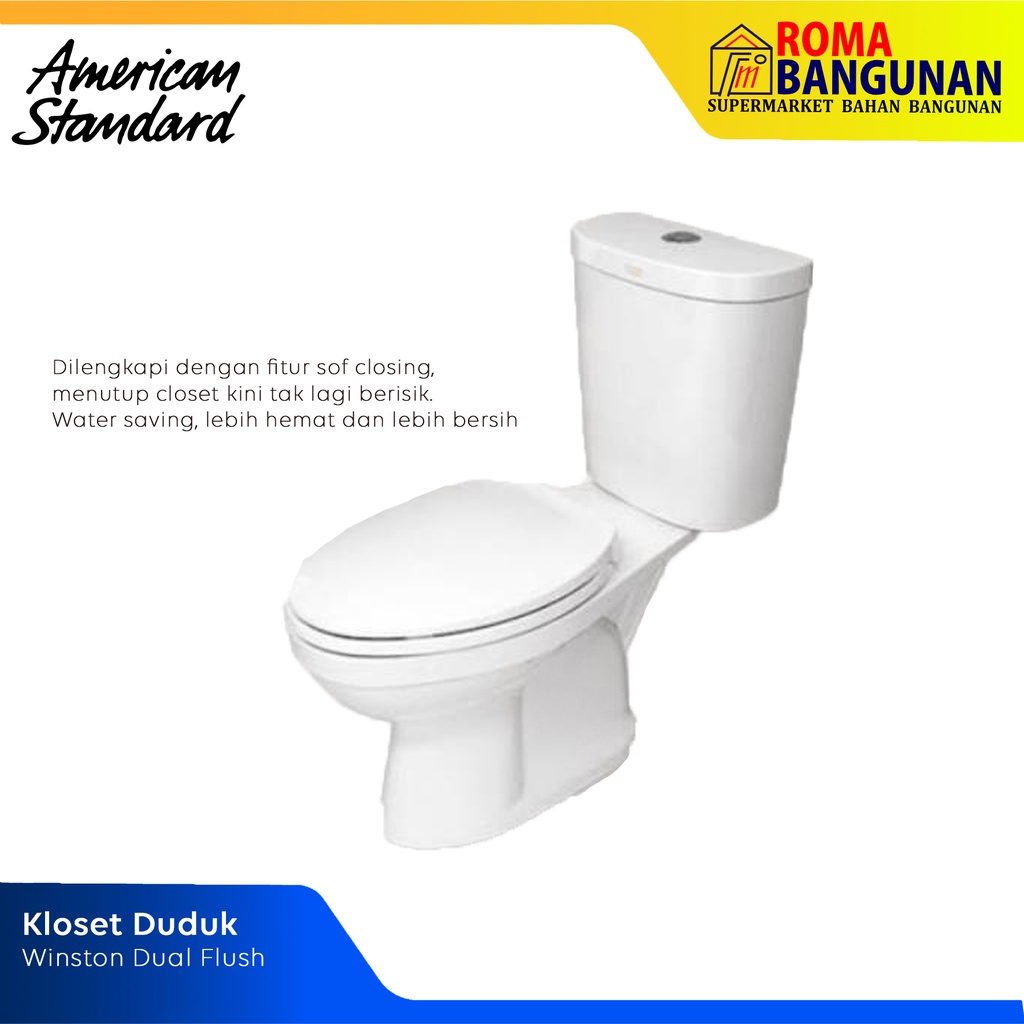 American Standard Kloset Duduk Amsad Closet Duduk Toilet Duduk Winston DF CCST Toilet 3/6 L White