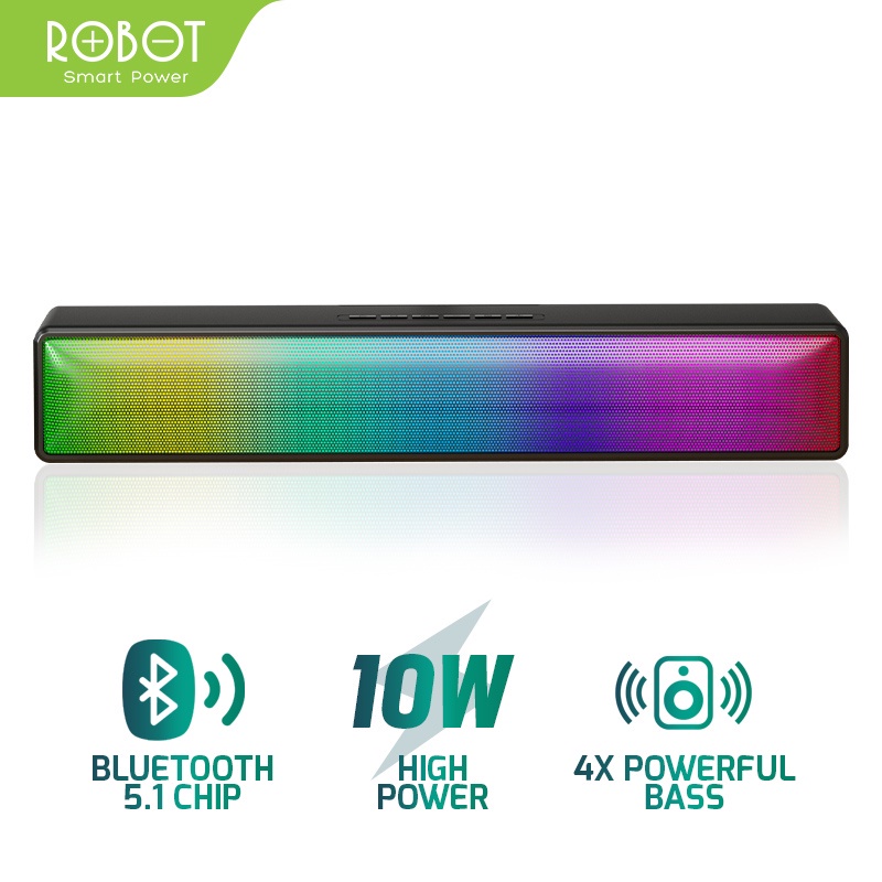 Speaker Bluetooth Robot RB580 Sounbar 10W Ultra Bass with RGB Light Bluetooth Chip 5.1 AUX TF Card Portable Audio Wireless Original