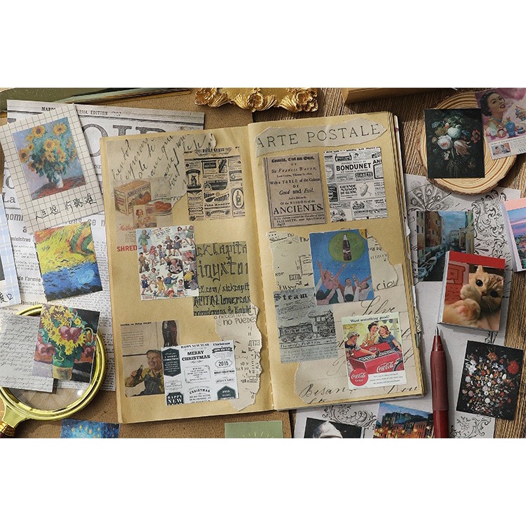 Vintage Past Memory Sticker - Retro Memoir Collection (50pcs)