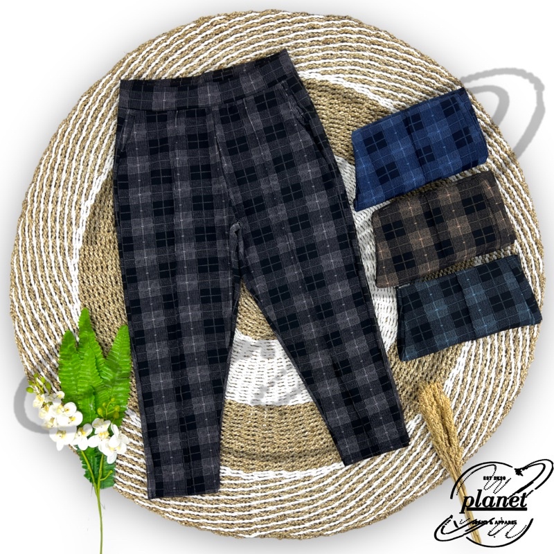 CELANA PANJANG JUMBO WANITA MOTIF KOTAK KOTAK CELANA TARTAN PANTS BIG SIZE JUMBO MURAH BISA BAYAR DITEMPAT