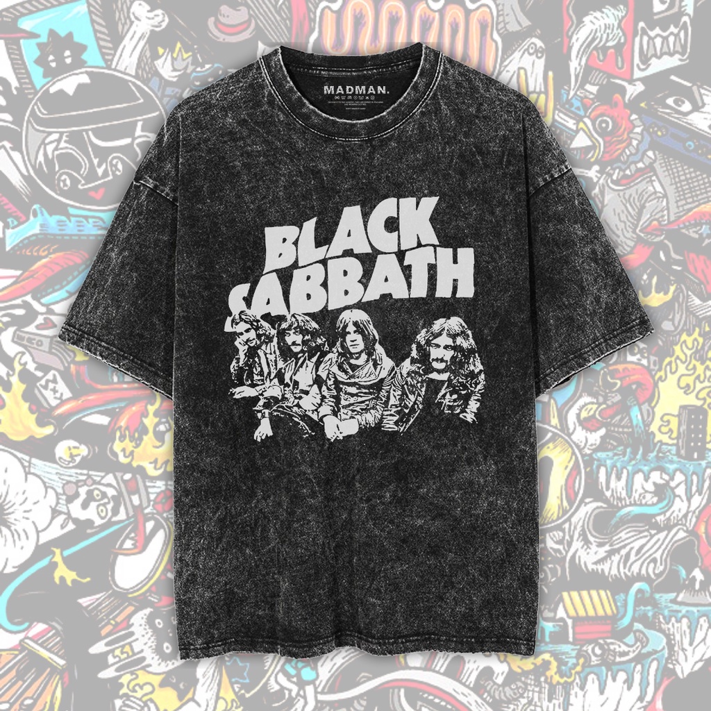 MADMAN Kaos Black Sabbath Premium Oversize Stone Wash T-Shirt | Kaos Band | Washed | WO SBTH-3-STN