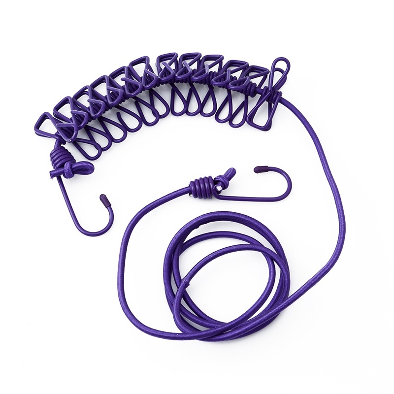 Tali Jemuran Portable Dengan 12Pcs Klip Jepit 4 Warna Untuk Outdoortravel