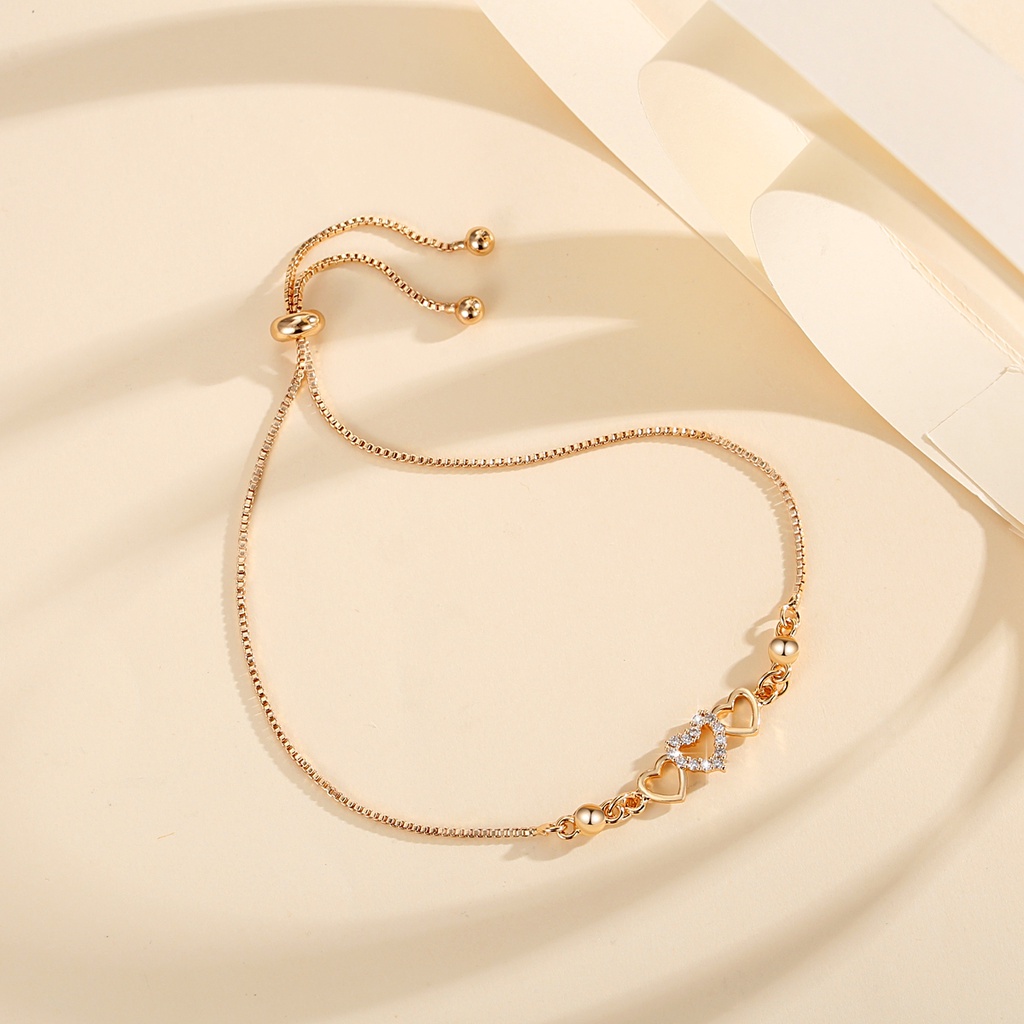 Y729 Gelang Titanium Gelang Korea Hati Berlian Aksesoris Wanita 18K Gelang Anti Karat Wanita