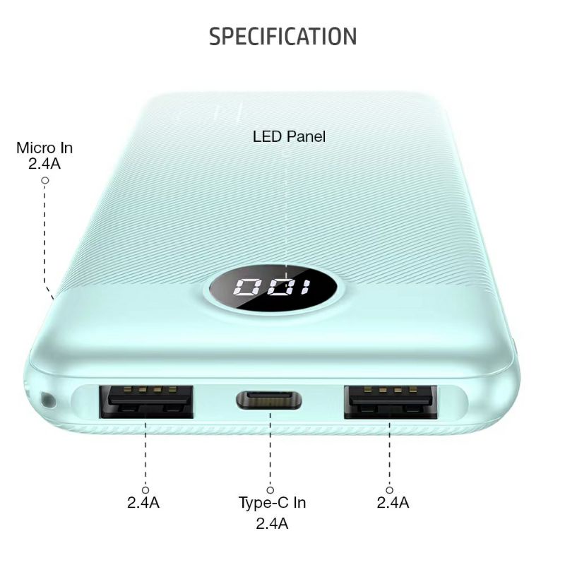 Powerbank MOFIT M18 10.000mAh LCD + Fast Charge Real Capacity