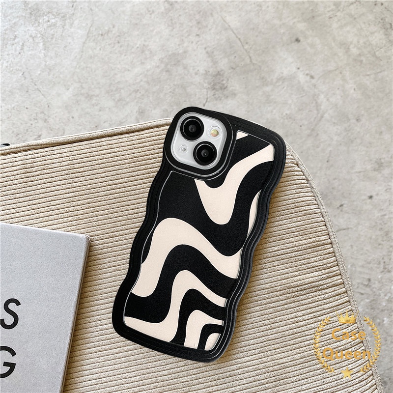 Art Zebra Pattern Case OPPO A17 A15 A95 A76 A54 A16K A12 A57 2022 A16 A7 A55 A96 A15s A16s A74 A1K A5s A16E A53 A9 A5 A3s Reno5 8 7 6 A12E F9 A52 Garis Tidak Teratur Wavy Edge Sarung Cover Sarung