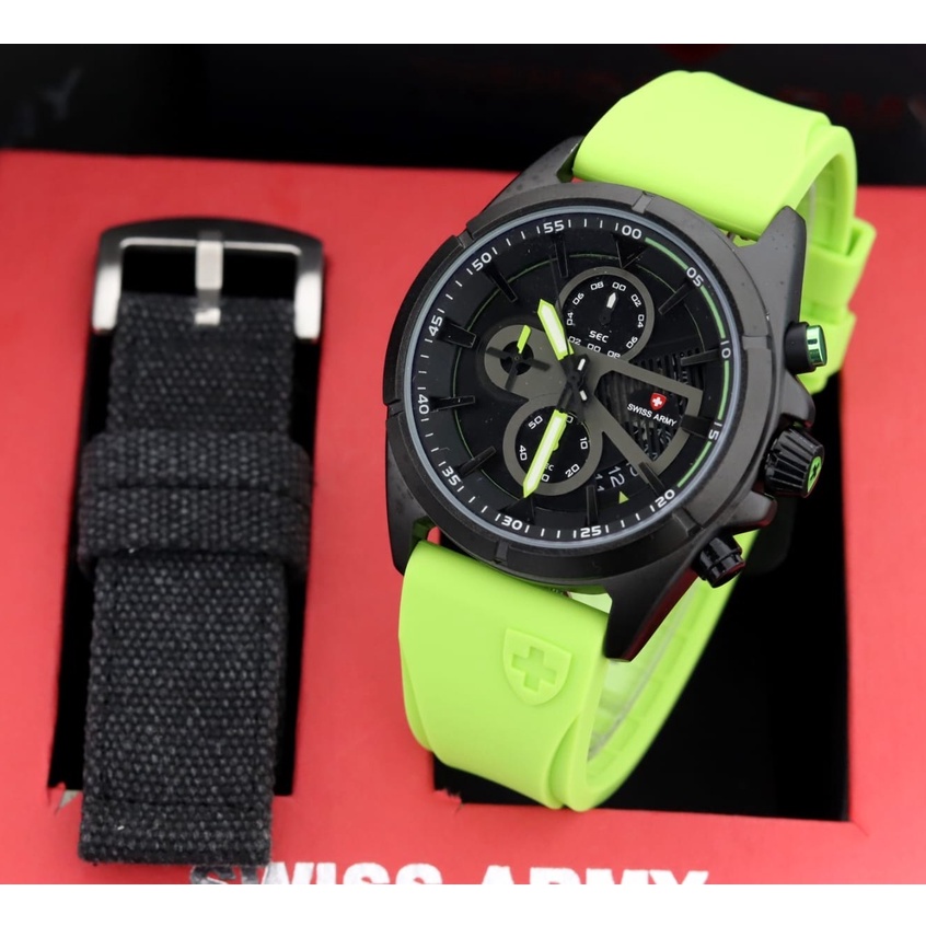 BISA COD✅ Jam tangan Sport Pria Strap Karet free Strap Kanvas Chronograph Aktif