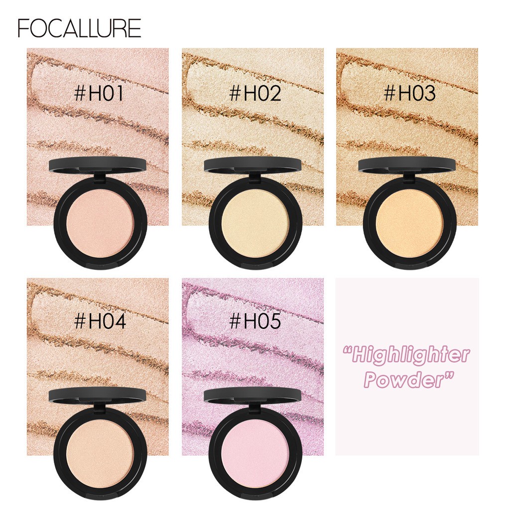 FOCALLURE Highlighter Blush On  Single Highlighter Powder Shimmer 5 Warna Eyeshadow Contour Bronzer FA25