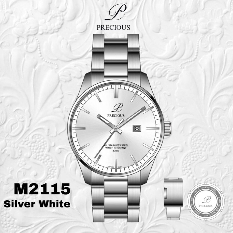 JAM TANGAN PRIA PRECIOUS ALL STAINLESS STEEL M2115 ORIGINAL WATER RESSISTANT BERGARANSI