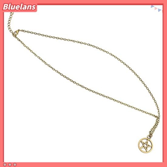 Bluelans Women Men Round Hollow Star Pentagram Pendant Necklace Xmas Gift Cool Jewelry