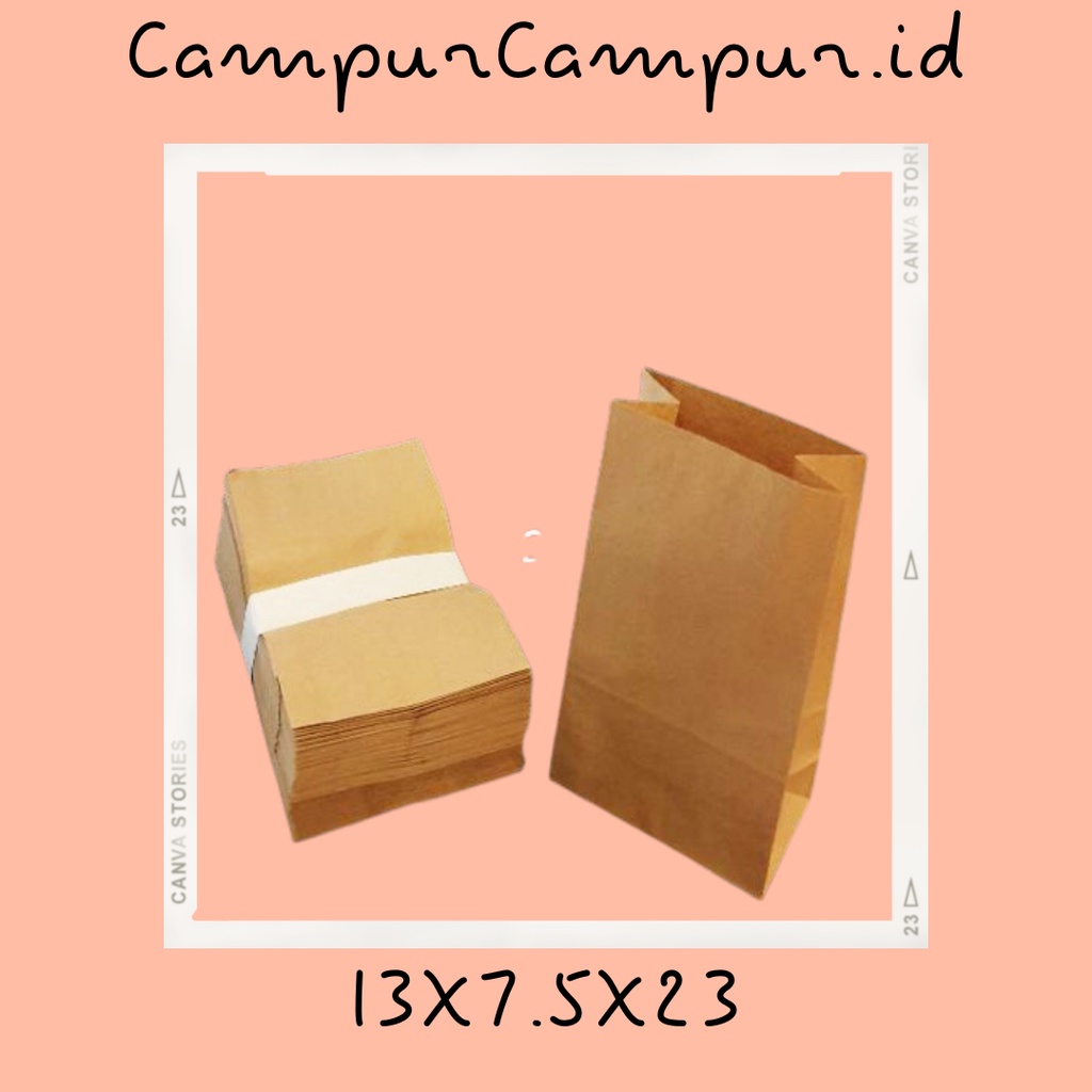 

Kantung Kertas Coklat 13x7.5x23 Paper Bag Kantong Gorengan Snack Food Grade