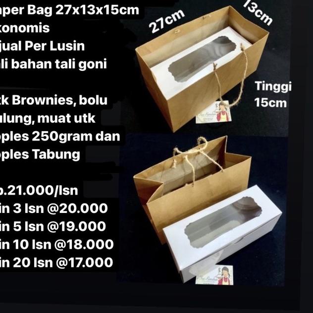 

Paper Bag 27x13x15cm Ekonomis Per Lusin Tali Bahan Goni