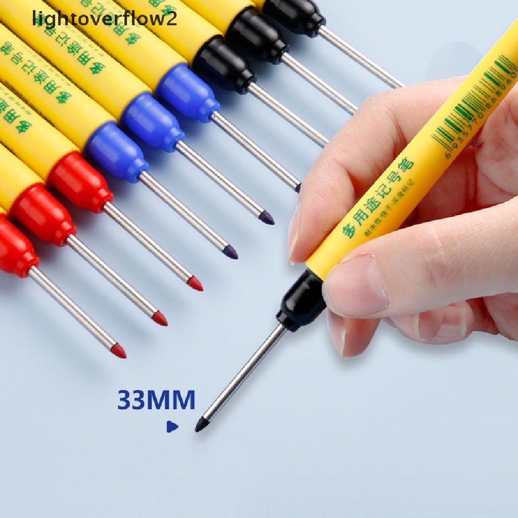 (lightoverflow2) 3pcs / Set Pena Marker 33mm Kepala Panjang Tahan Air Quick Dry Multifungsi (ID)