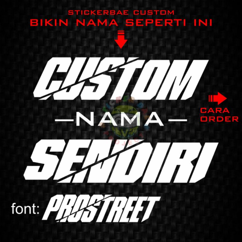 Stiker custom nama buat motor dan helm kastemsticker suka suka