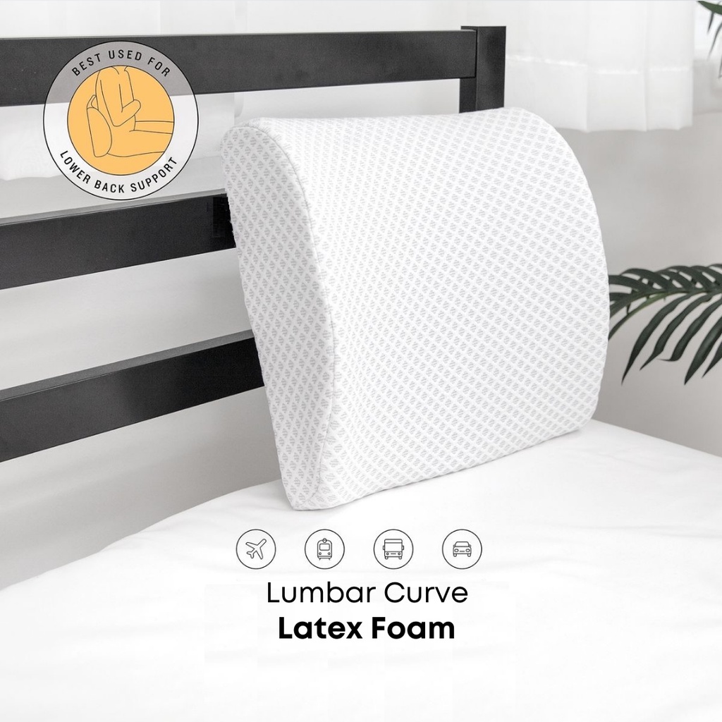 Vablo Lumbar Curve latex foam pillow - bantal senderan latex - wool knitting - with strapped