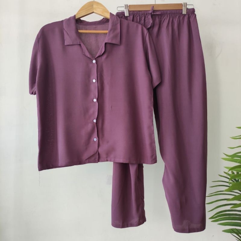 BAJU TIDUR KRAH XXXXXL JUMBO LD 120-140 LENGAN PENDEK RAYON POLOS PIYAMA SLEEPWEAR TERMURAH
