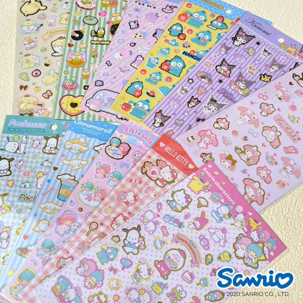 

Sticker Yamano Sanrio Characters Hello Kitty Cinnamoroll My Melody Kuromi Keroppi Tuxedo Sam Little Twin Stars Pompompurin Hangyodon Pochacco Gold Foil Stiker Limited Edition