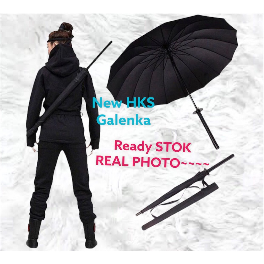 Payung Lipat Jumbo Payung Hitam Polos Golf SAMURAI KATANA Payung Unik Payung Besar Jepang