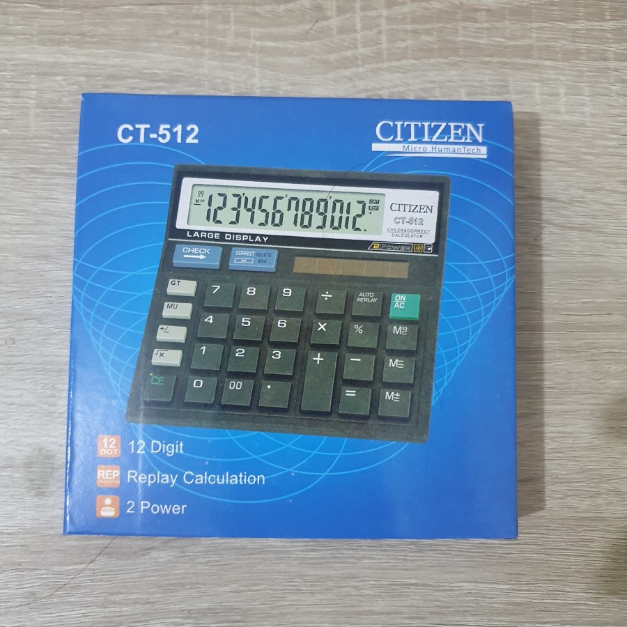 Kalkulator Calculator 12 Digit Citizhen Citizen CT-512 Alat Hitung Check Correct