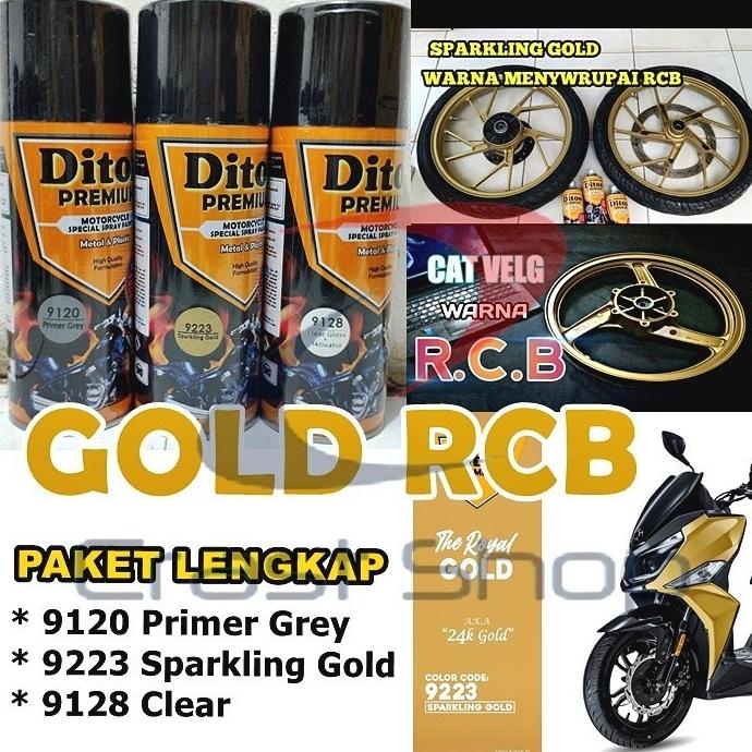 Paket Lengkap Cat Pilox Diton Premium 9223 Sparkling Gold RCB 400cc