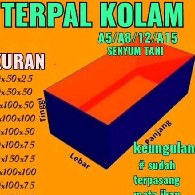 Kolam terpal ukuran 4x6x1ketebalan A8 dan A12