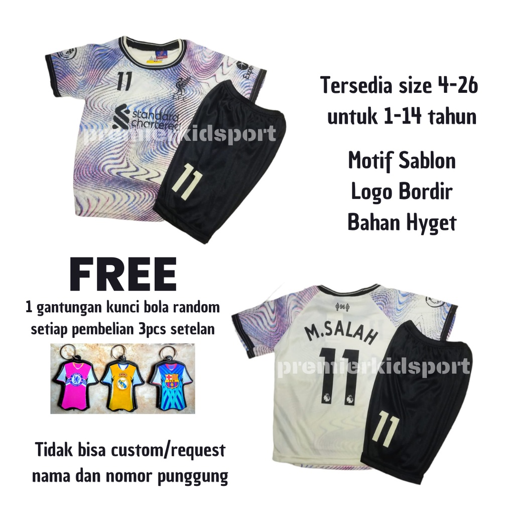 Jersey Liverpool Away Anak Terbaru 2022/2023 / Setelan Bola Anak 1-14 tahun / Baju Bola Anak Murah /