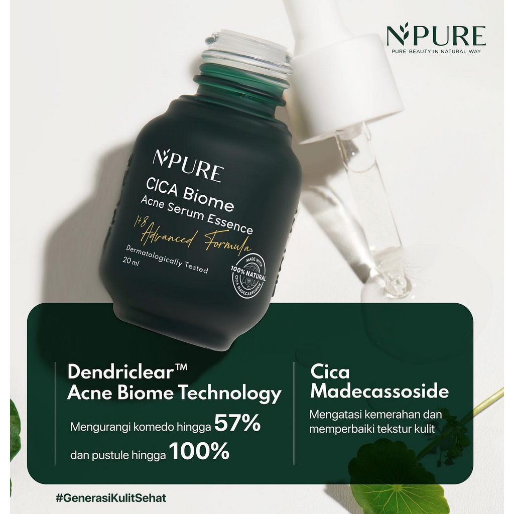 B08 N'PURE centella asiatica face essence cica serum wajah mengatasi bekas jerawat beruntusan bruntusan anti acne oily face berminyak kering dry wajah skincare npure murah termurah asli original aging kerutan garis halus putih kulit