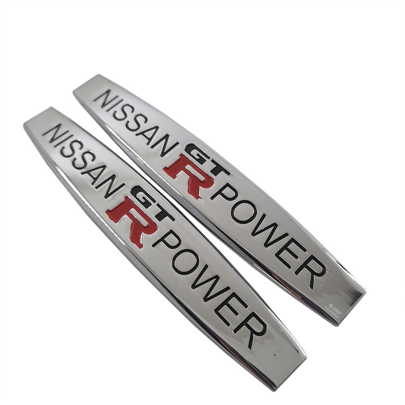 2pcs Stiker Emblem Logo NISSAN POWER GTR Bahan Metal Untuk Dekorasi Mobil NISSAN GTR