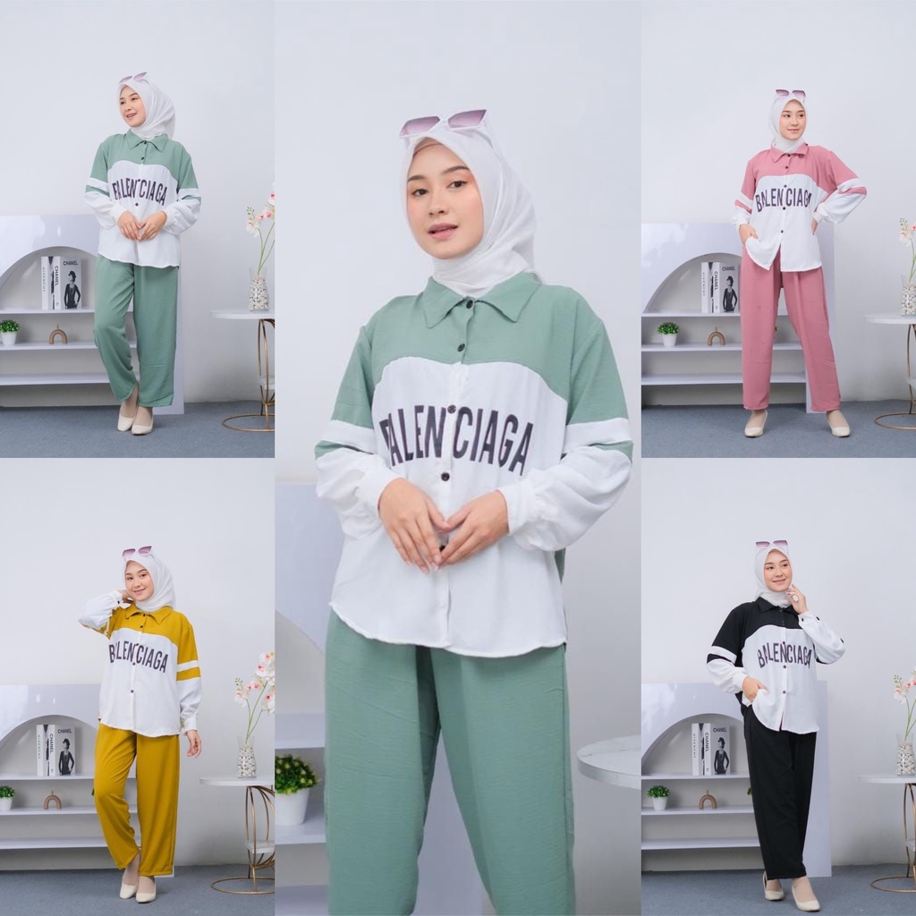 ONE SET VIRAL SUBLIM CRINGKEL MOTIF BALENCIAGA KOREAN STYLE CUTE SETELAN CELANA TERKINI TERBARU