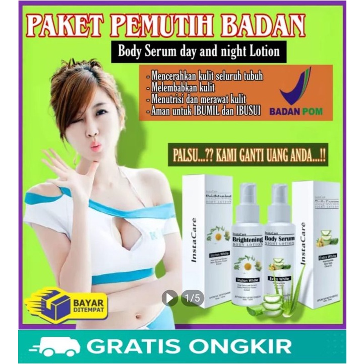 paket lotion siang malam instacare Bpom Ampuh dan aman hb dosting pemutih kulit pencerah seluruh bad