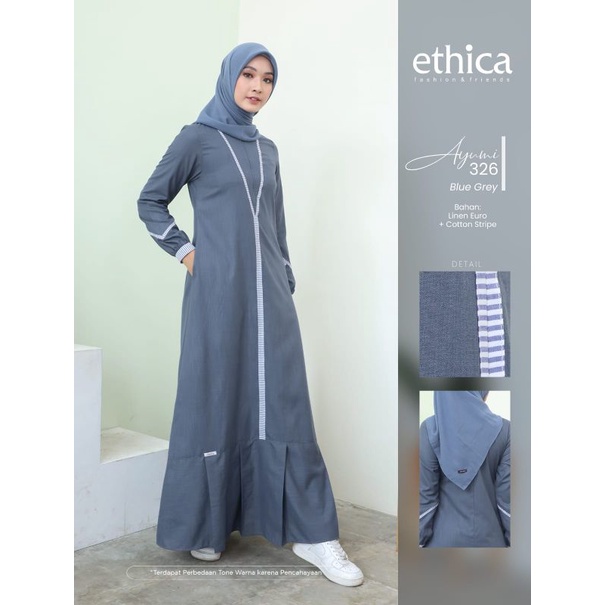 Ayumi 326 blue grey ayumi 326 dusty grey gamis ethica terbaru 2022 gamis casual