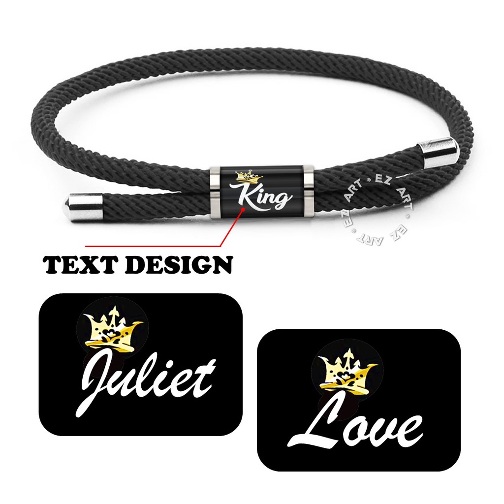 GELANG TABUNG SLIDER CUSTOM NAMA GAMBAR LOGO INISIAL BAHAN TALI SERUT NYLON MILAN ROPE STAINLESS STEEL KACA EPOXY