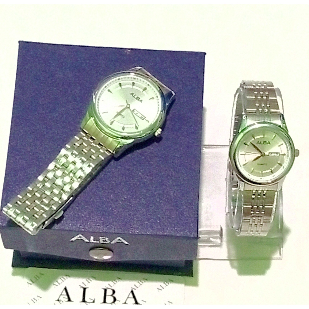 TERKEREN!!! Jam Tangan  ALBA CLASIC Couple || Tanggal dan hari aktif || watter resistant