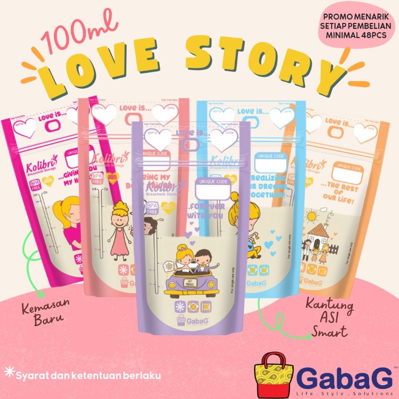 GABAG - Kantong ASI Love Story 100 ML / milky house 120ml isi 30lbr