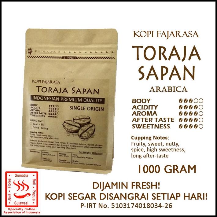 

Kopi Fajarasa Toraja Sapan Biji Kopi Arabica 1 Kg