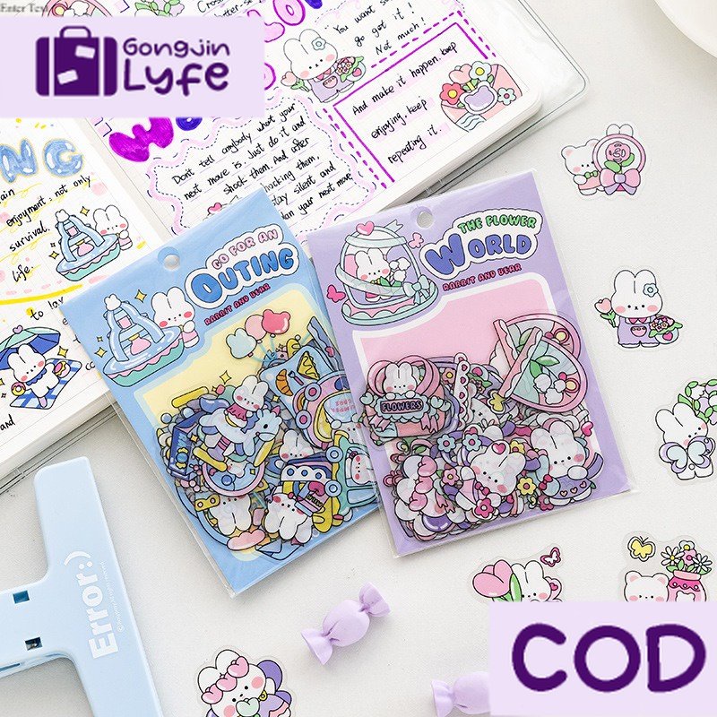 

[Gongjin] 40pcs Sticker PET Rosy Posy / Stiker Tahan Air untuk Hiasan Tepak Botol Minum Lucu Waterproof DIY Scrapbook