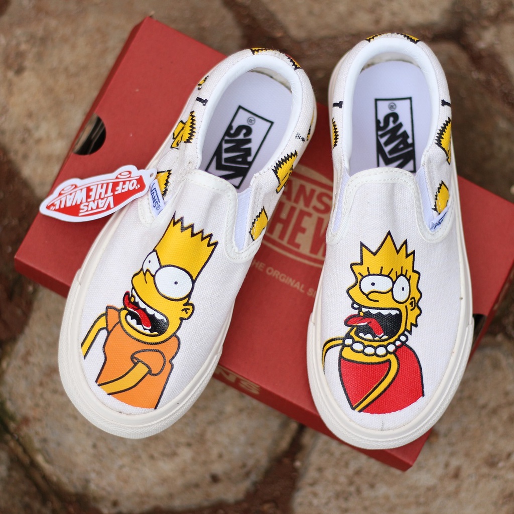 PROMO BEST QUALITY Sepatu Anak Vans Slip On The Simpsons Bart Lisa Black, Tapak Gum Outsole Anti Slip, Tag Made in China, Import Premium