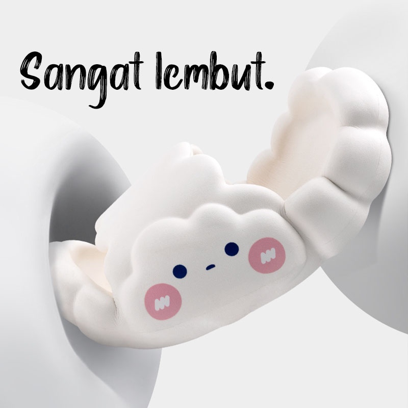 KOMIN Sandal Awan Kartun Musim Panas Sandal Rumah Ringan Empuk Bahan Eva Tebal  Sandal Wanita Murah Sendal Pria Kekinian Modelkorea Imut lucu Sandal Pria Sandal Anak Perempuan Sandal Jelly Karet Wanita Sandal Slop Cewek Miniso